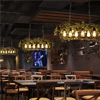 BT-15778个性复古工业风仿真植物创意咖啡厅服装店吧台吊灯