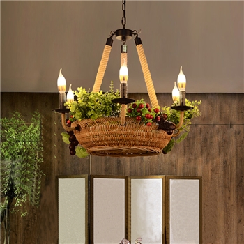 BT-15774个性复古工业风仿真植物创意咖啡厅服装店吧台吊灯 