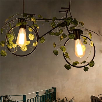 BT-15765个性复古工业风仿真植物创意咖啡厅服装店吧台吊灯